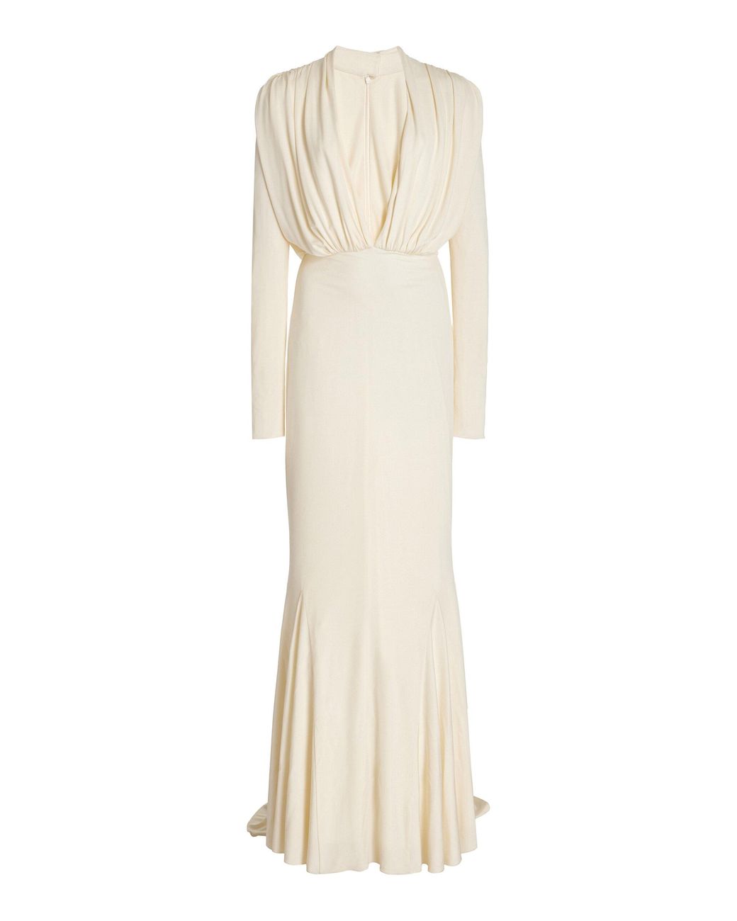 Carolina Herrera Plunging Jersey Gown in Natural | Lyst