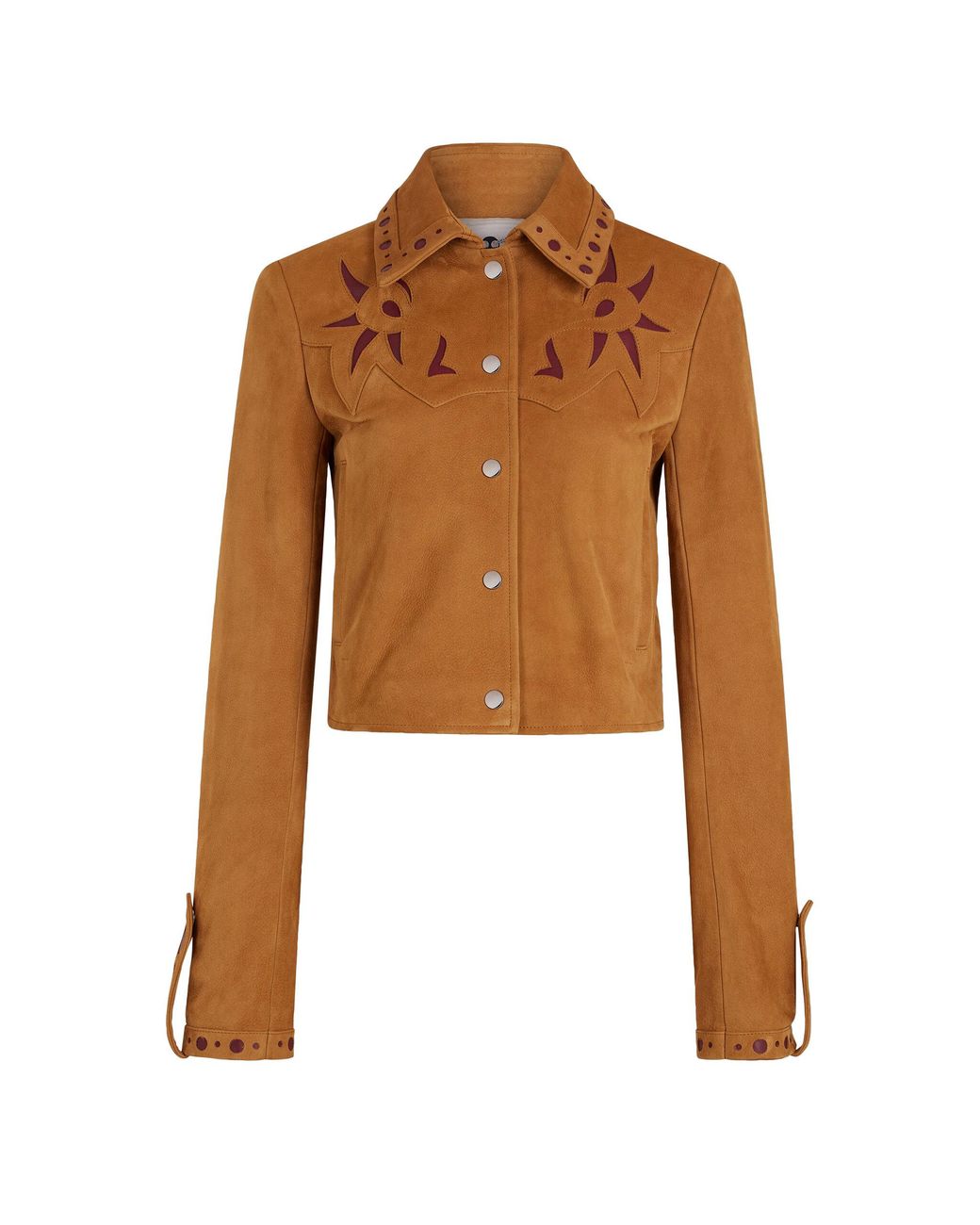 Rabanne Brown Inlay-Detailed Nubuck Leather Jacket