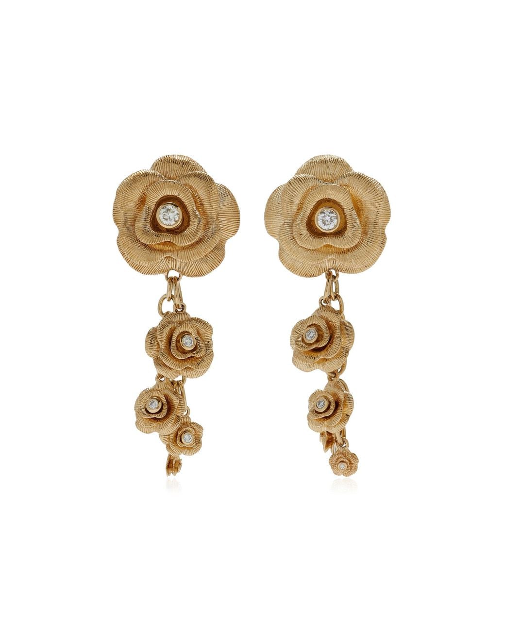 Sydney Evan Metallic Rose 14K Diamond Drop Earrings