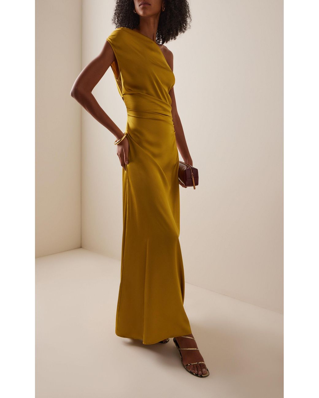 STAUD Phare Stretch-Silk Maxi Dress in Yellow | Lyst Australia