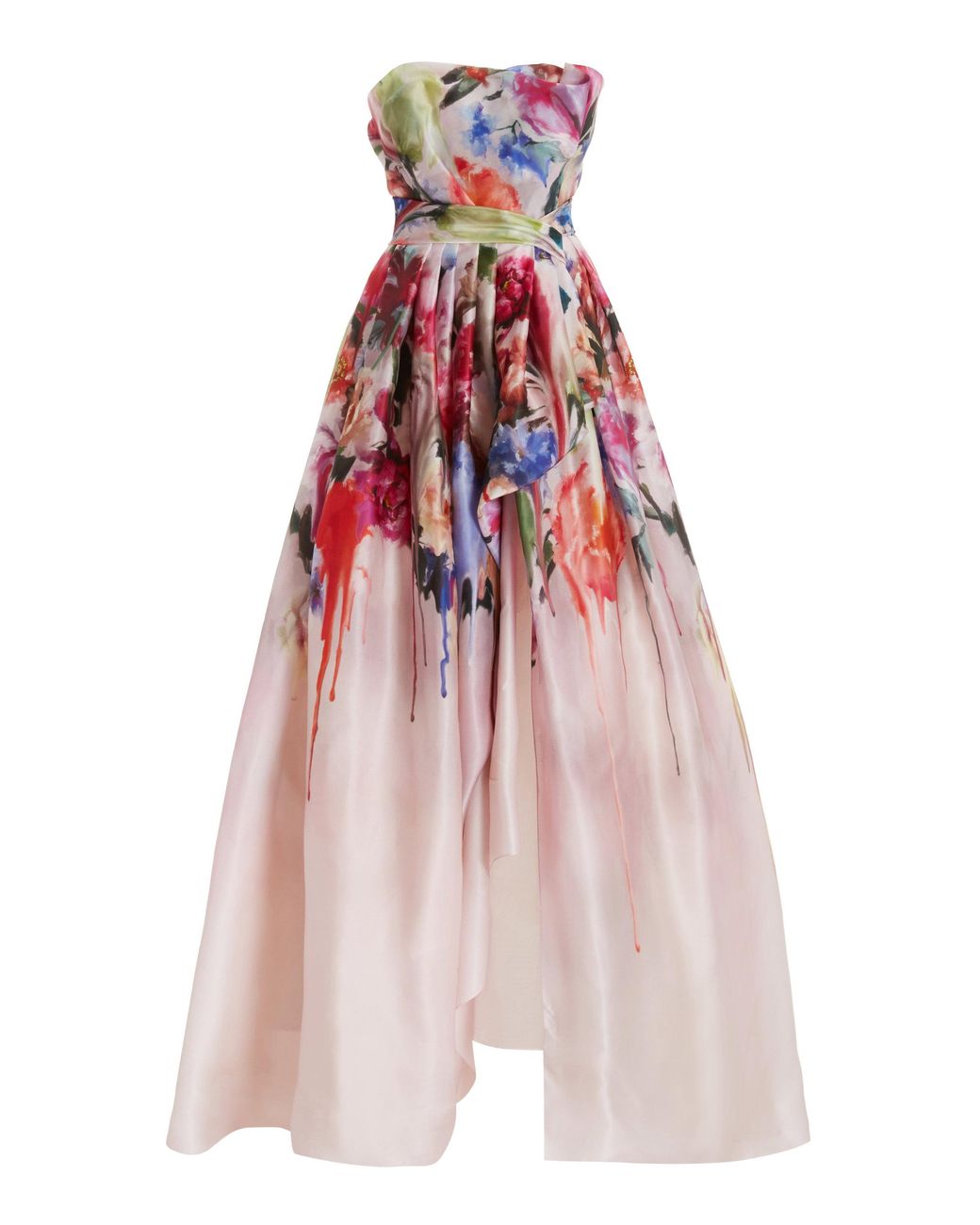 Marchesa Floral Silk Organza Strapless Gown in Pink | Lyst