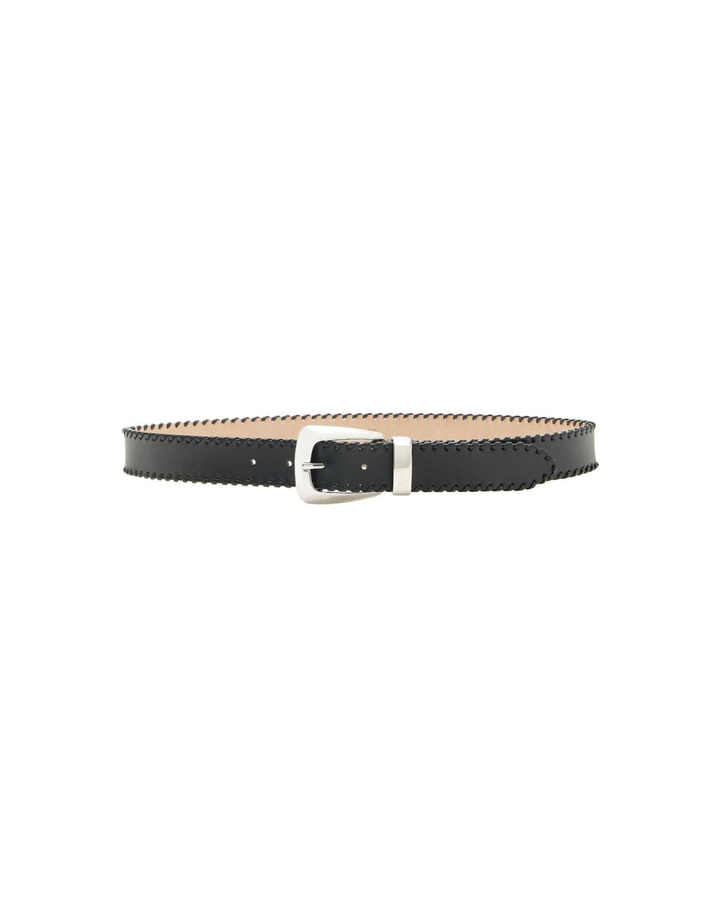 Khaite Black Benny Whipstitch Leather Belt