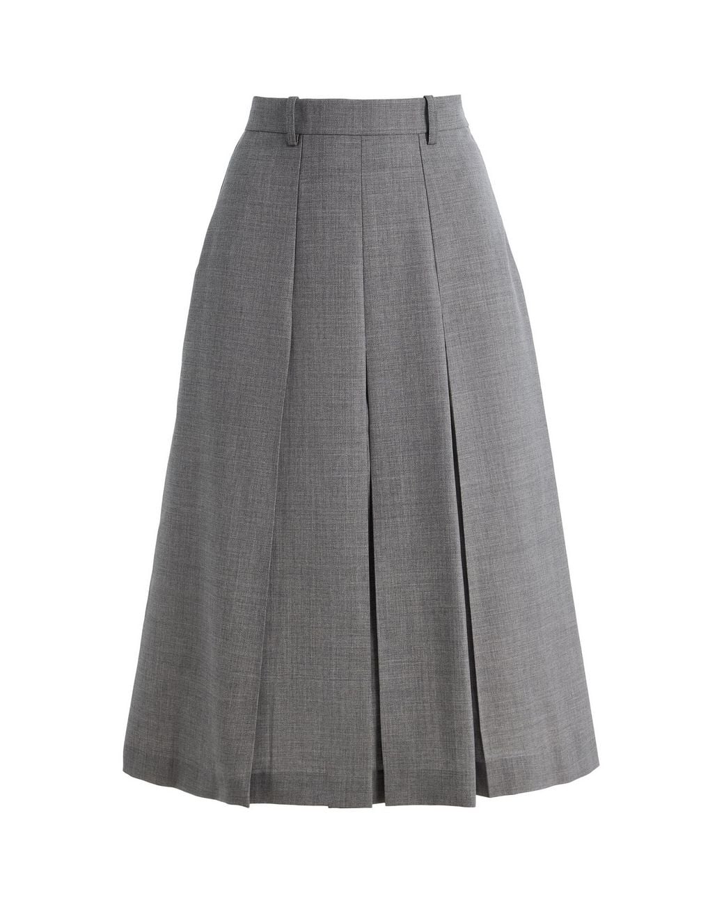Marie Adam-Leenaerdt Gray Pleated Wool Midi Skirt