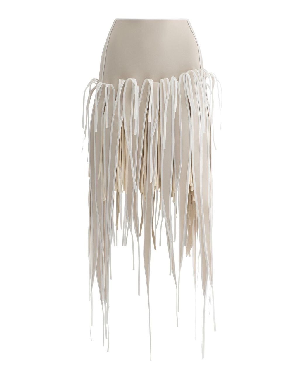 Maticevski White Blitz Fringed Midi Skirt