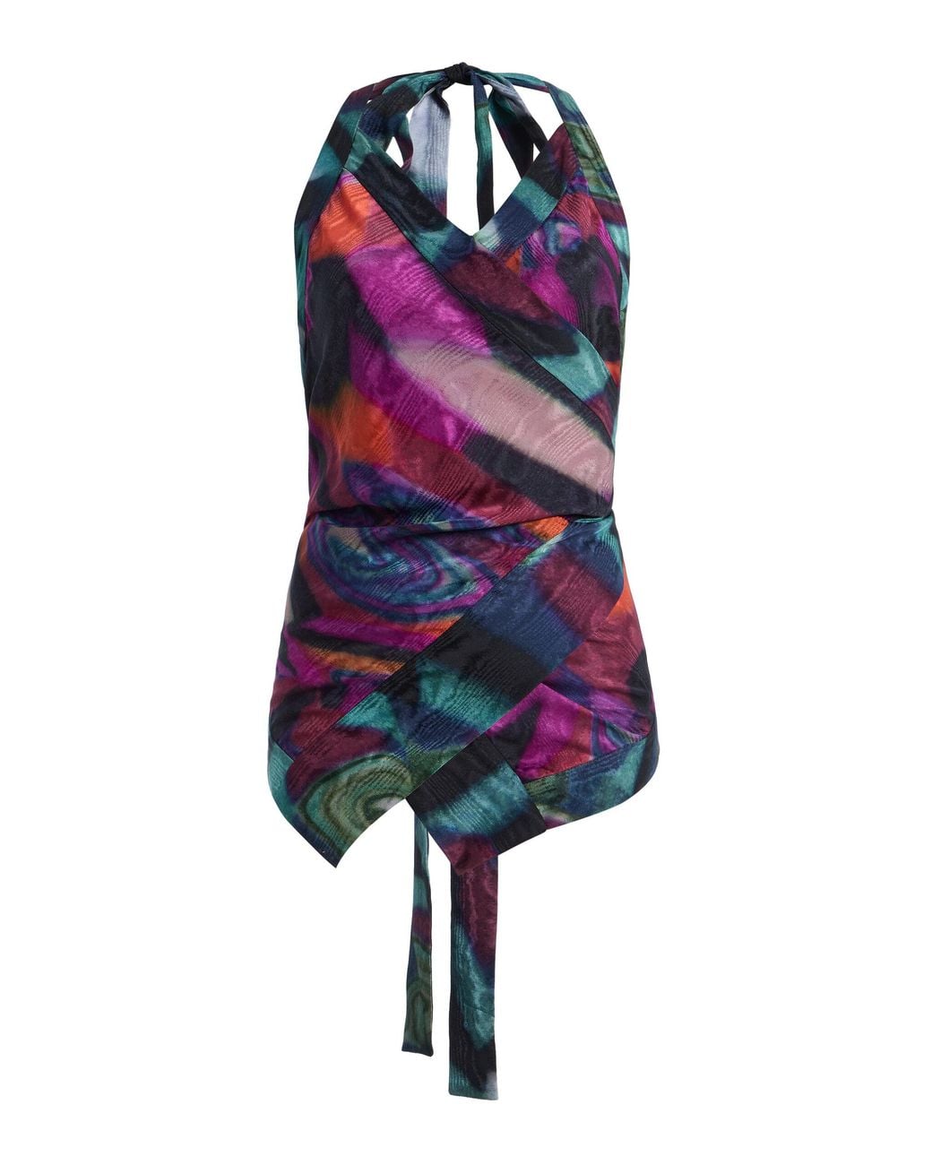 Dries Van Noten Blue Cussia Printed Moiré Top
