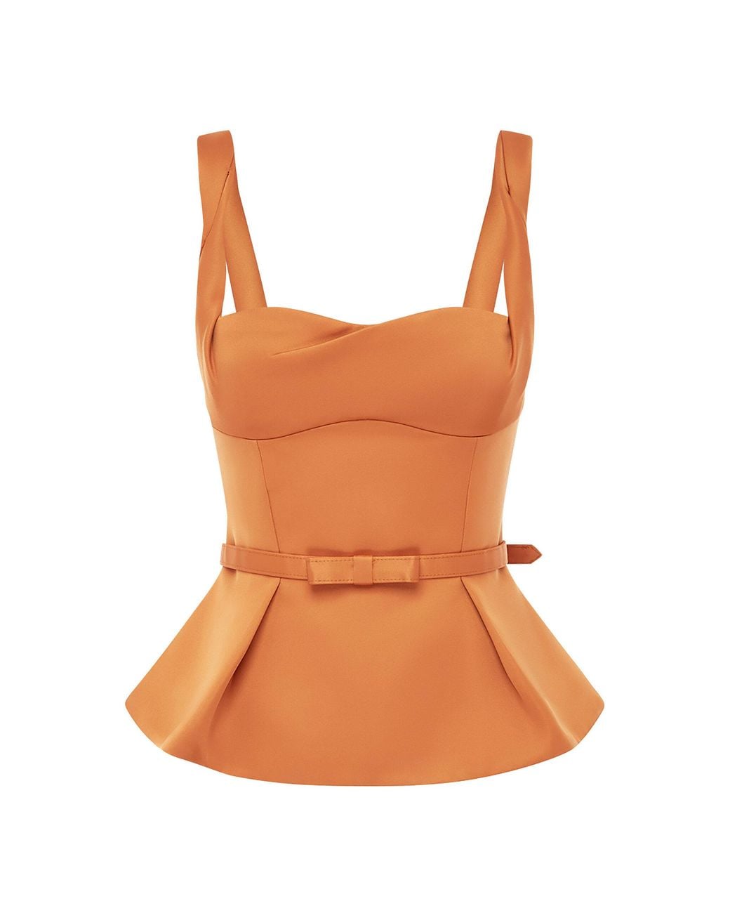 LEO LIN Orange Georgia Peplum Top