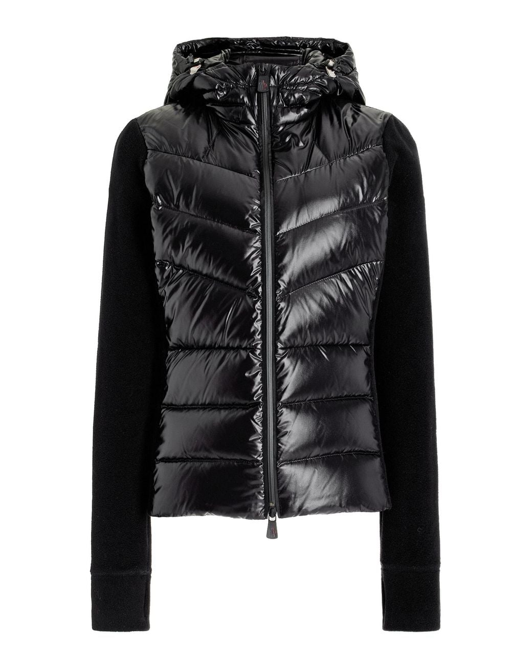 Moncler Black Down Fleece Hooded Cardigan