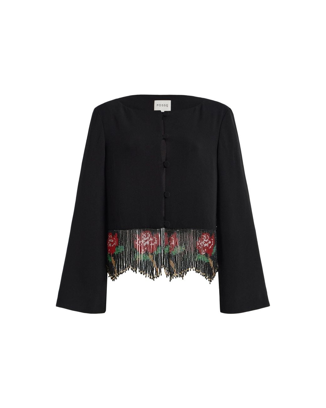 Posse Black Exclusive Rosanna Embellished Crepe Top