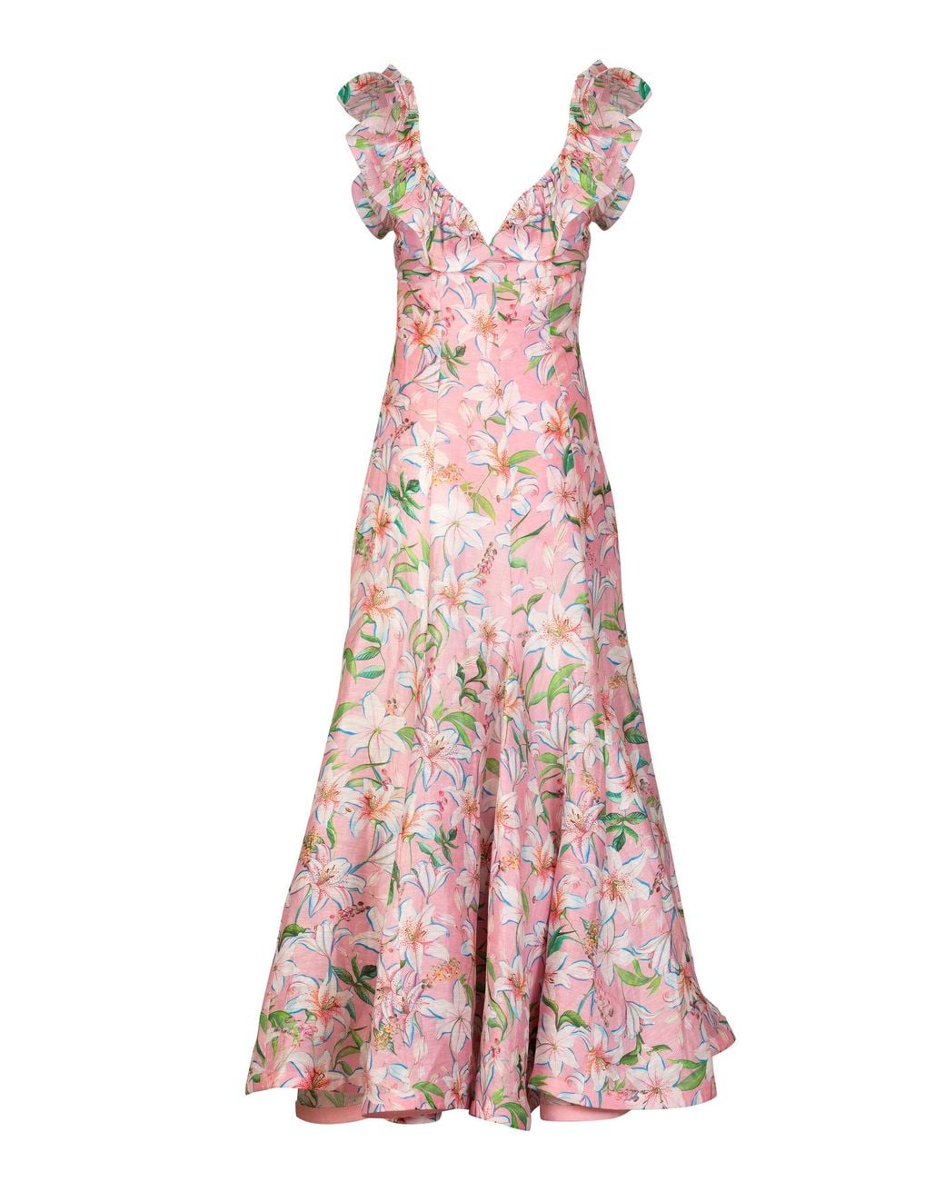 La Fuori Pink Lily Blossom Linen-Silk Dress