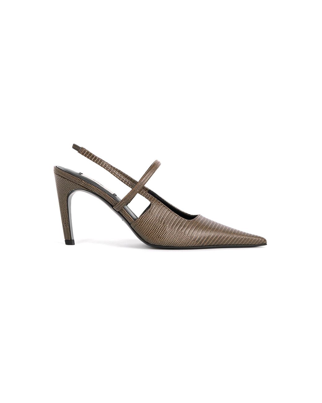 Totême Green Lizard-Embossed Leather Slingback Pumps