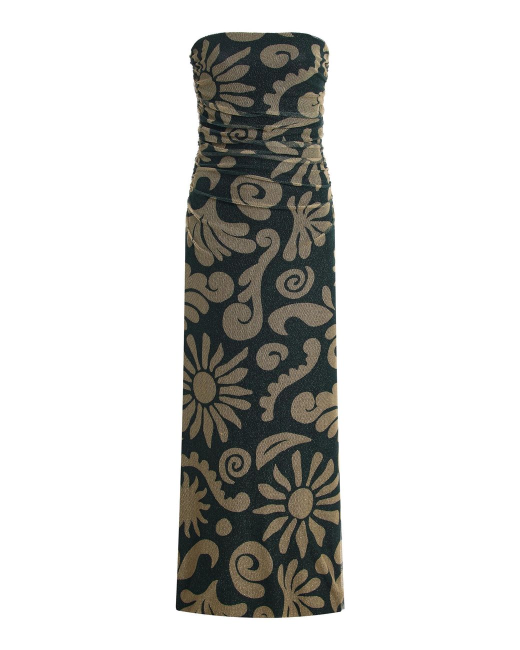 Cala De La Cruz Green Daphne Printed Poplin Maxi Dress