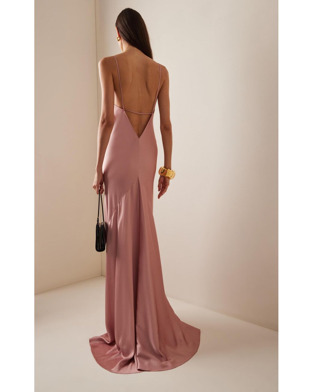 Victoria Beckham Satin Maxi Cami Dress in Pink | Lyst Canada