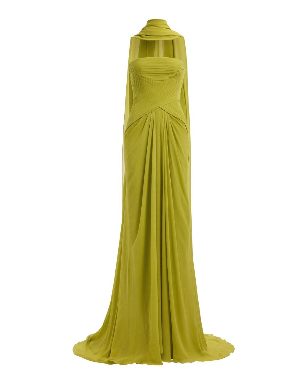 Elie Saab Green Strapless Silk Gown