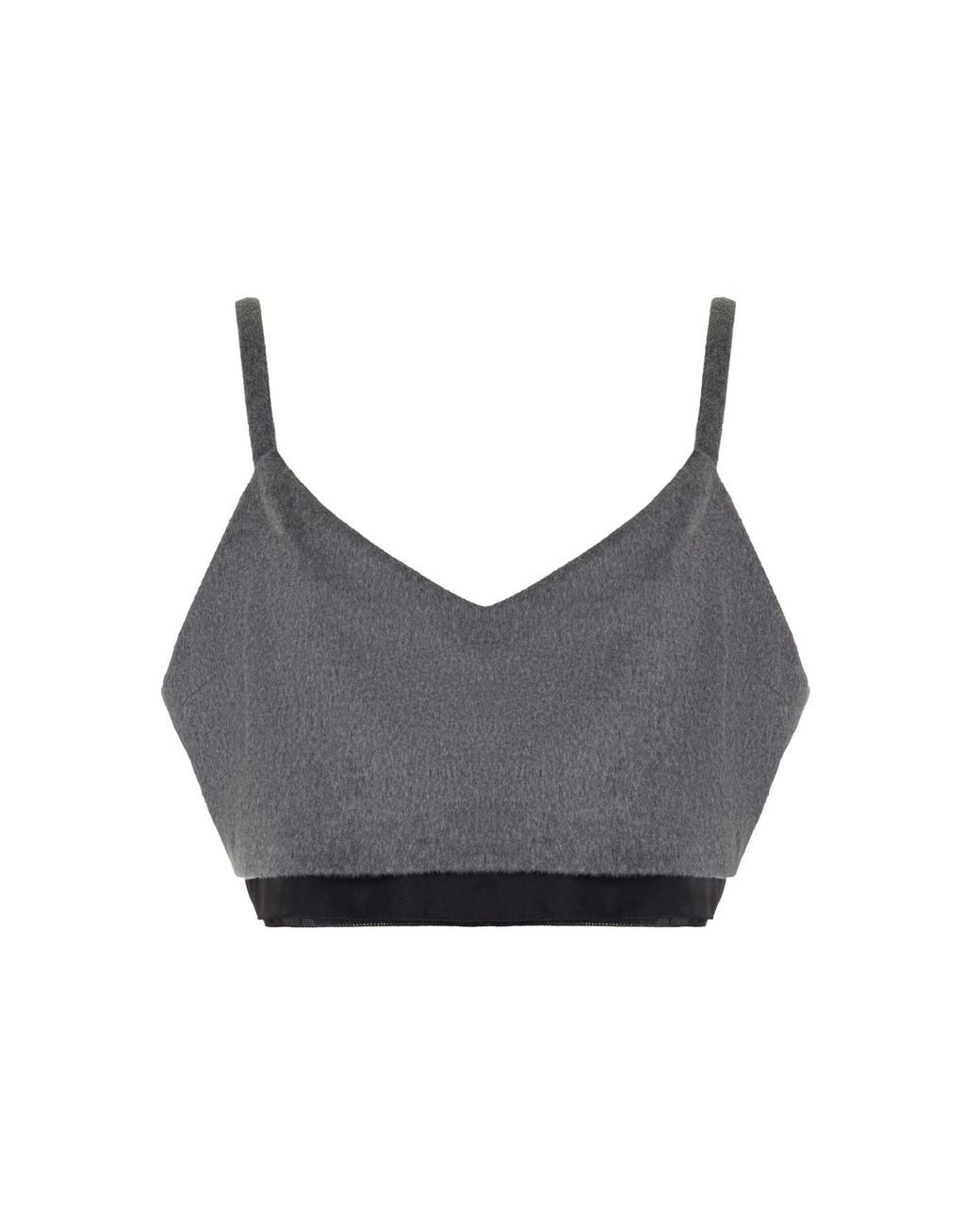 Miu Miu Gray Layered Wool-cashmere Crop Top