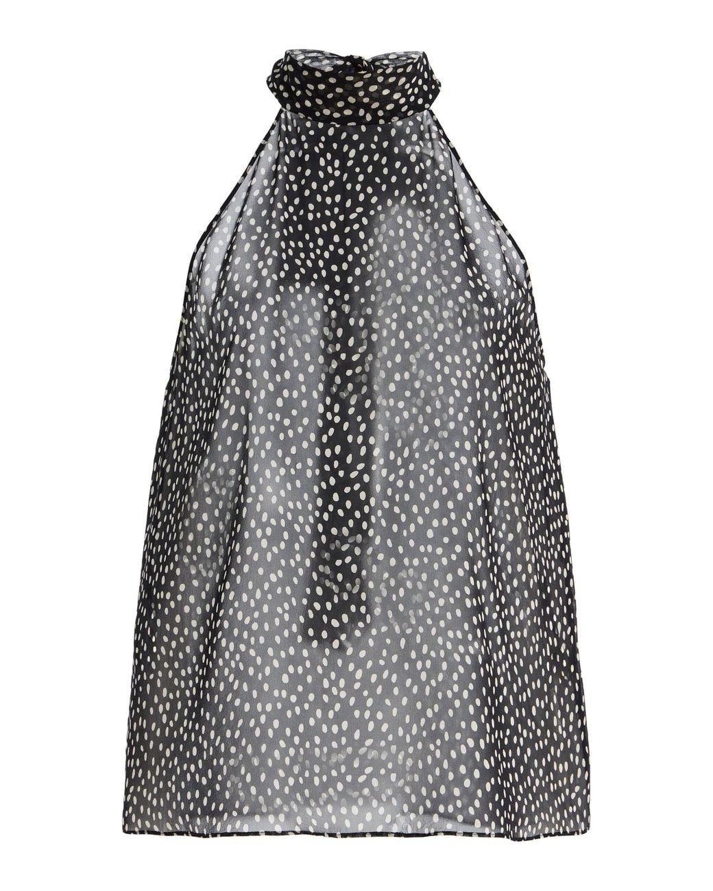 Nili Lotan Gray Alla Dotted Silk Halter Top