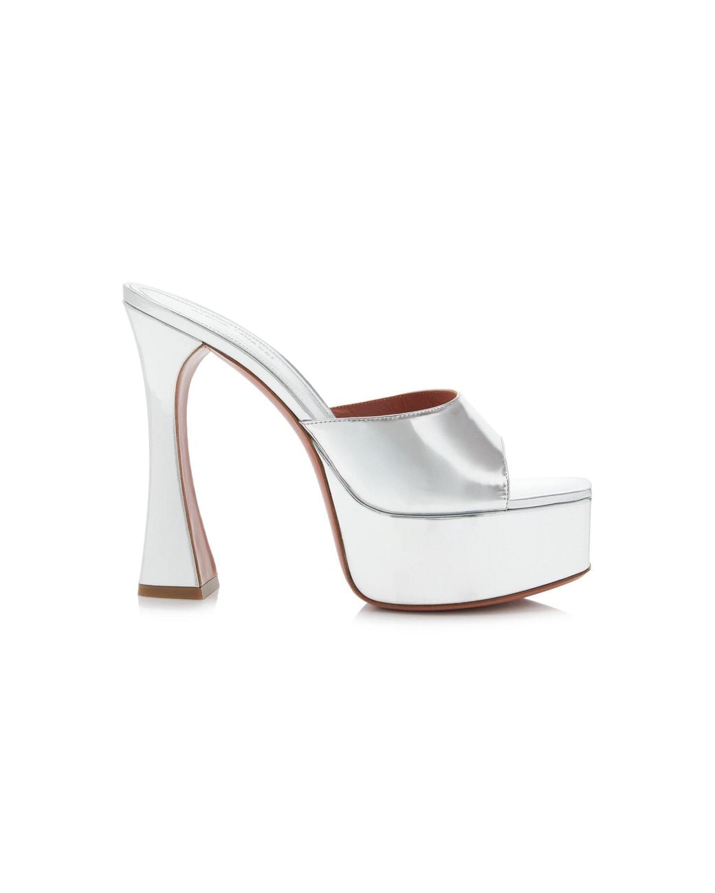 AMINA MUADDI White Dalida Metallic Leather Platform Mules