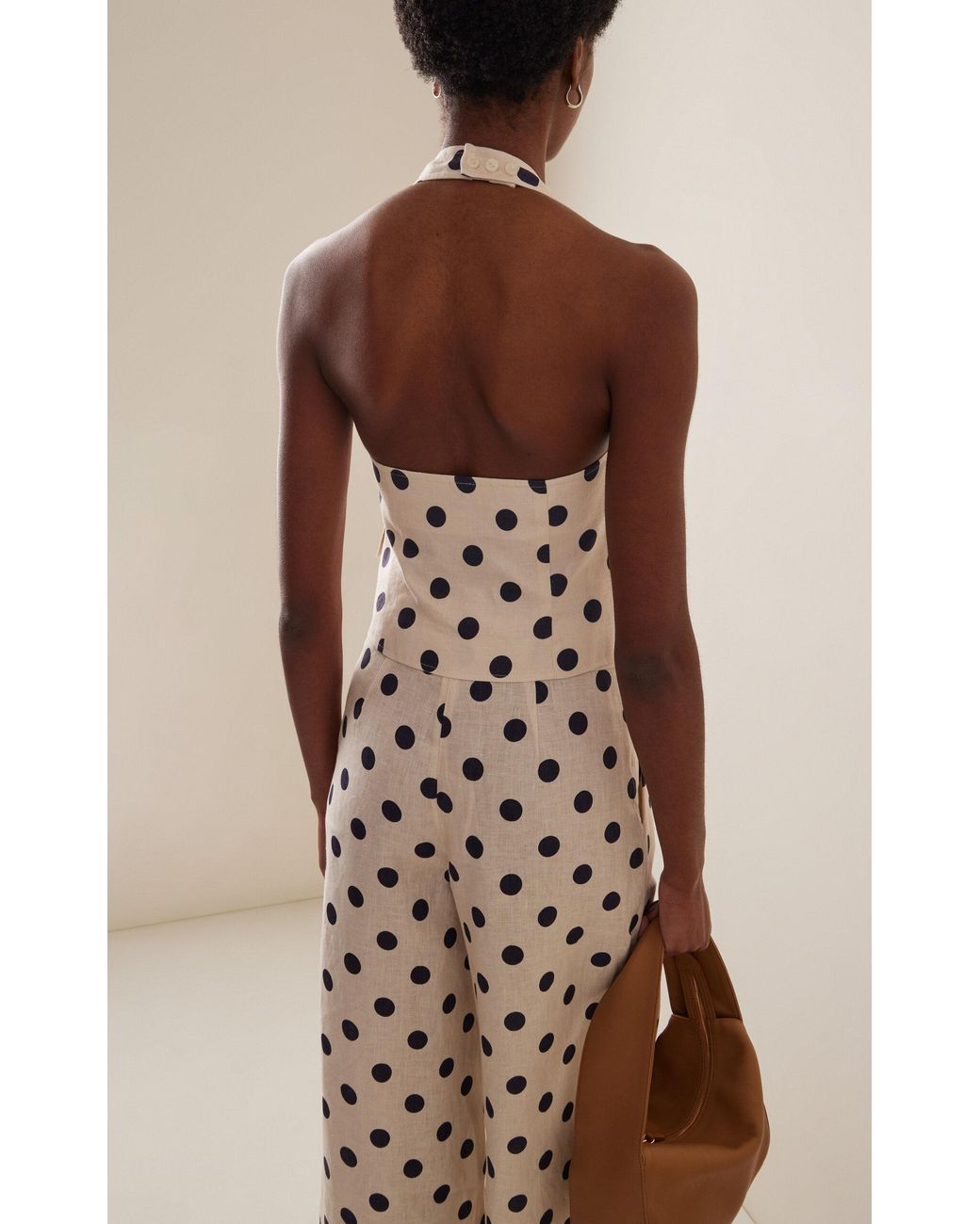 Cara Cara Prescott Dotted Linen Halter Vest in Natural | Lyst