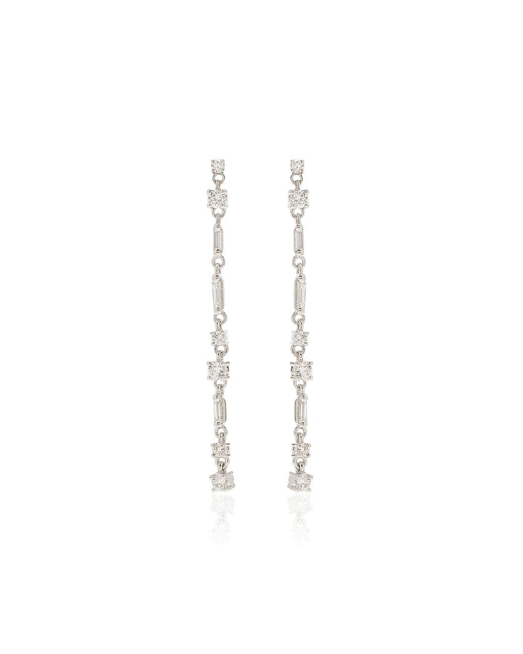 Suzanne Kalan White Thin Mix 18K Diamond Earrings