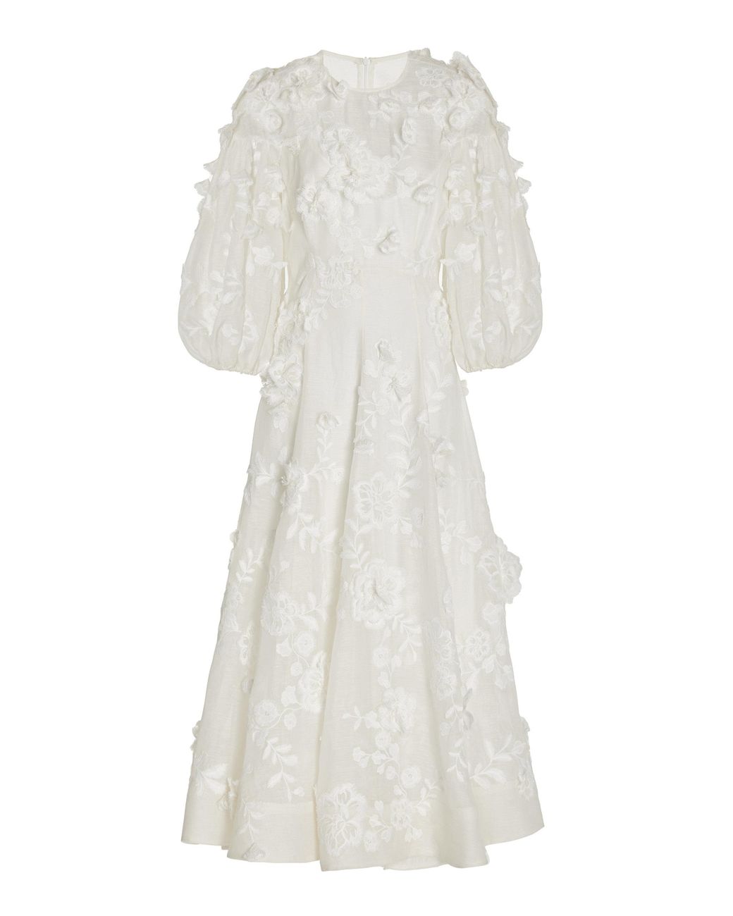 Zimmermann Postcard Floralappliqued Linensilk Midi Dress in White Lyst
