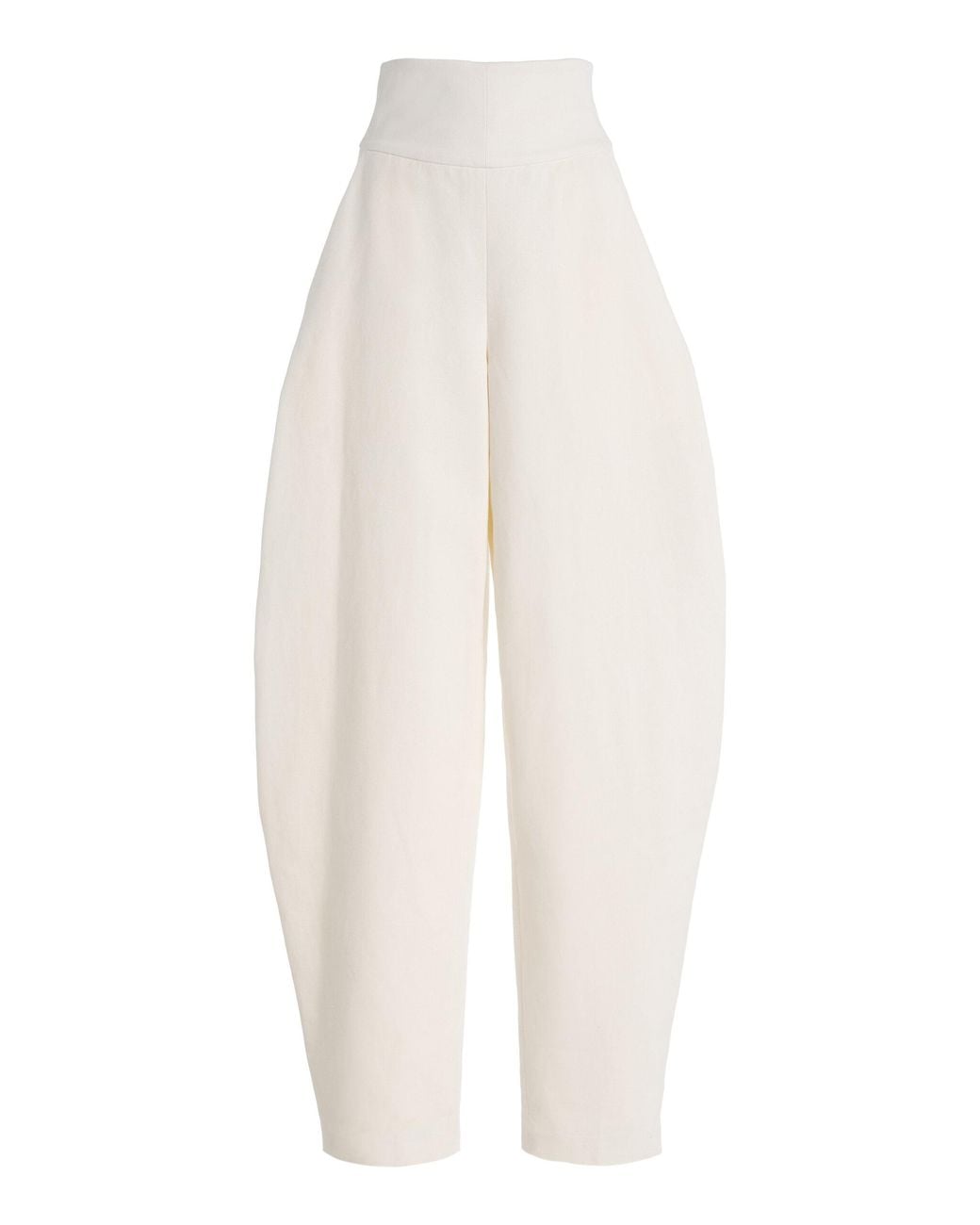 Atelier Prabal Gurung White High-Rise Slub Denim Barrel-Leg Pants