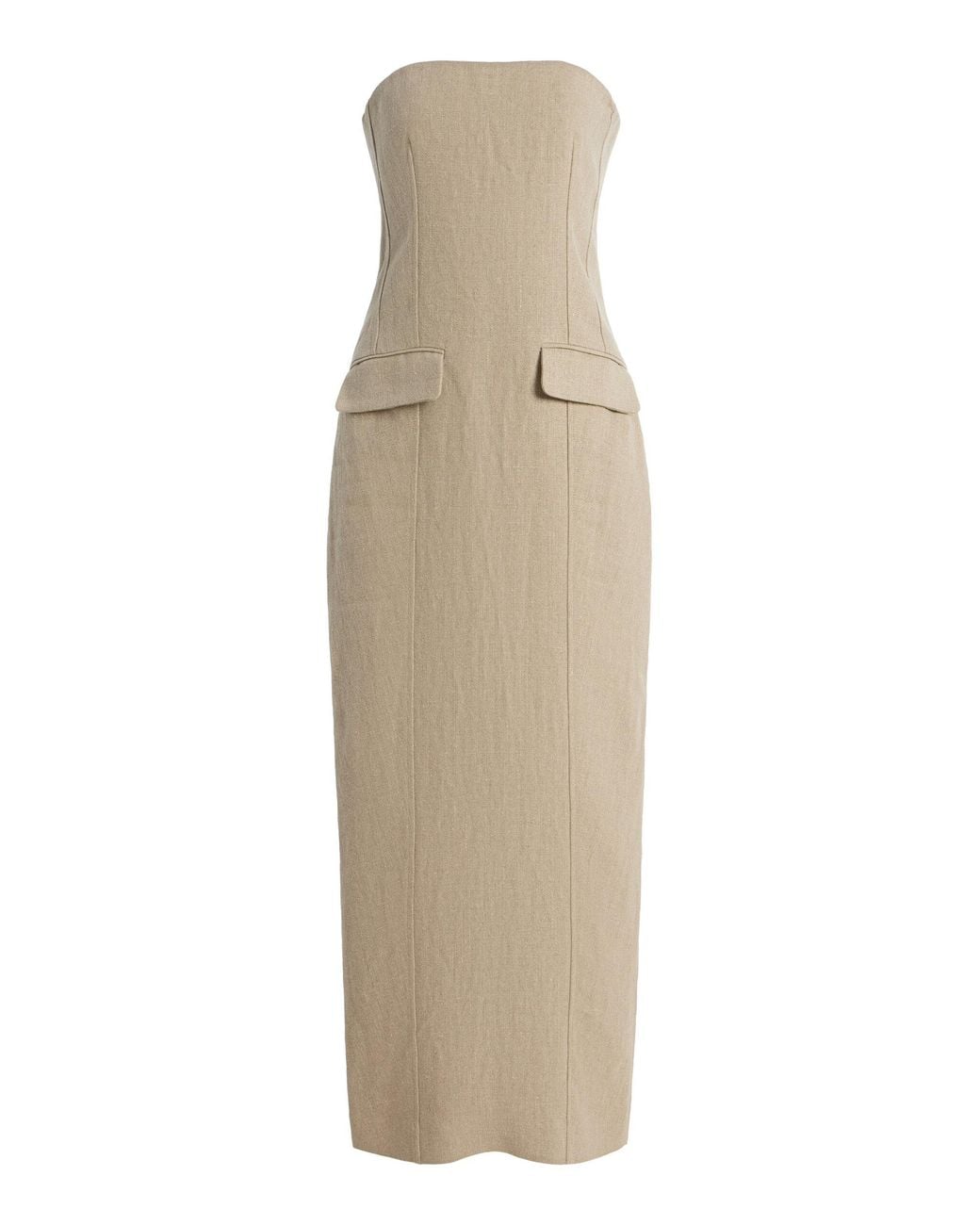Totême Natural Tailored Linen Strapless Maxi Dress