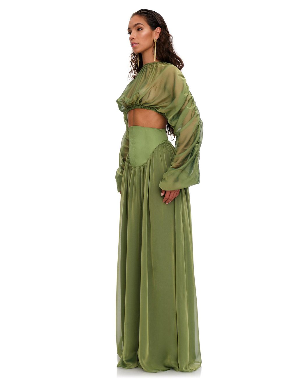 Andrea Iyamah Pado Corset Maxi Skirt in Green | Lyst