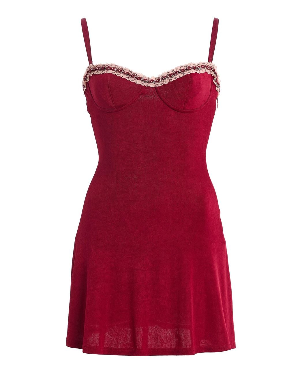 Mirror Palais Red Ruffled Chiffon Mini Dress