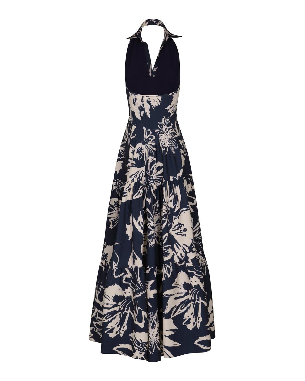 andres otalora joya colonial tiered cotton poplin maxi dress Andres Otalora Joyah Colonial Printed Tiered Asymmetric Maxi Dress - Women - Navy Dresses