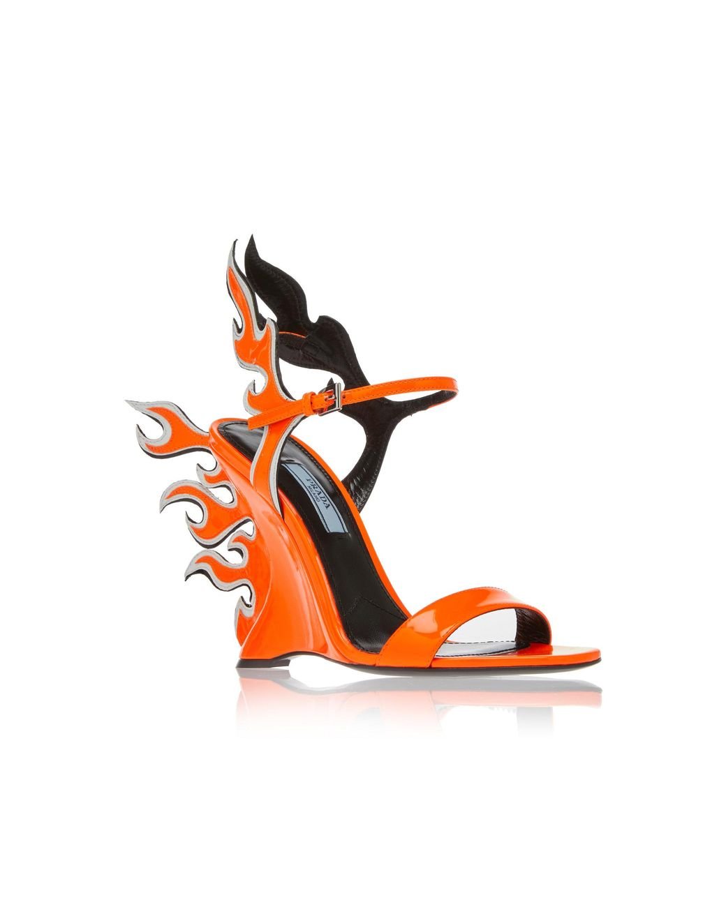 Prada Flame Patent Leather Wedge Sandals in Orange Lyst Canada