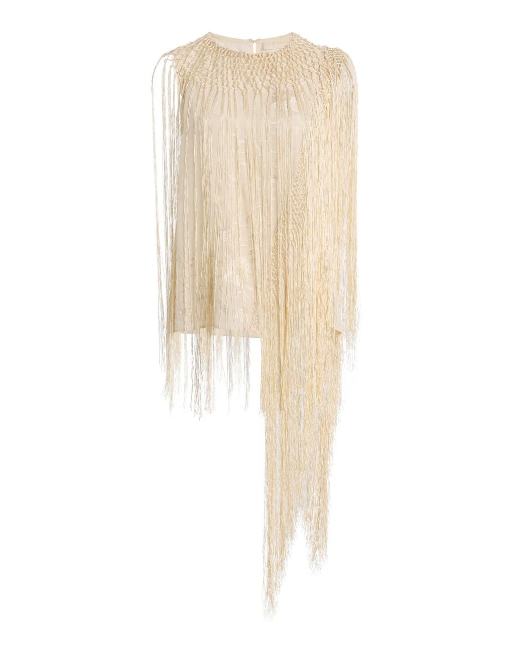 Ulla Johnson Natural Willa Fringed Silk Top