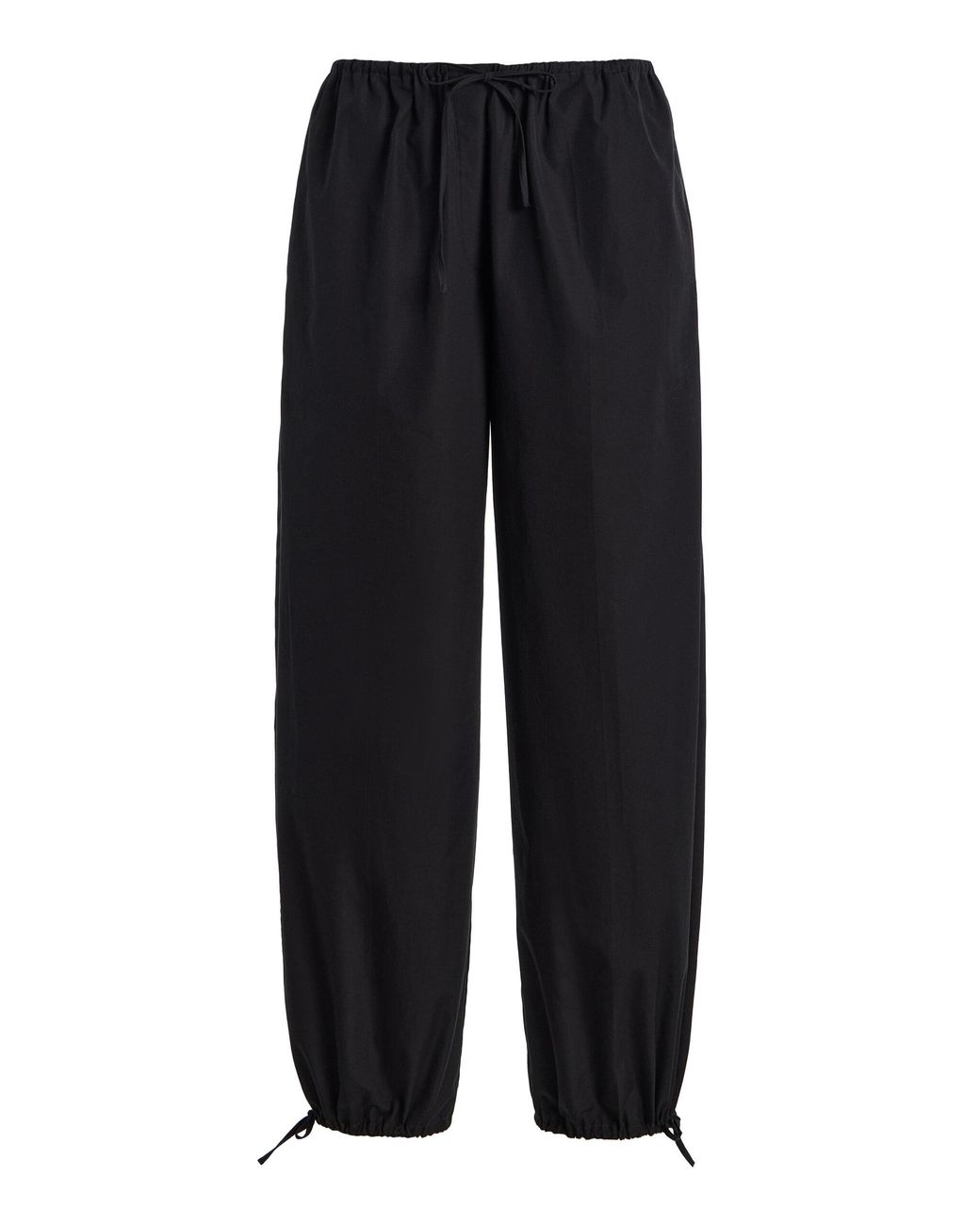 Totême Black Tie-Detailed Organic Cotton Pants