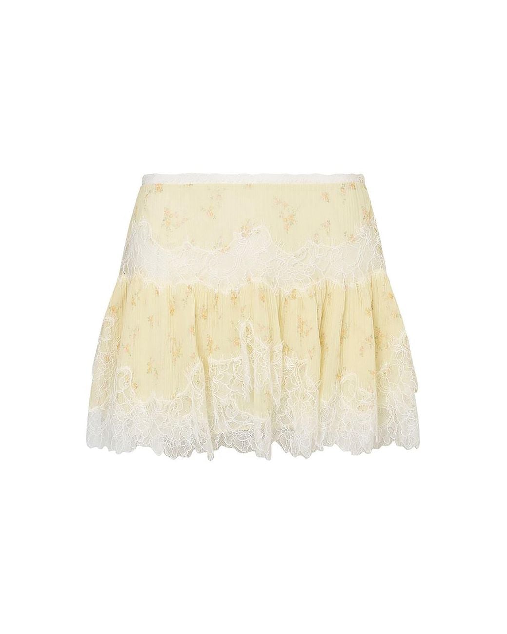 LoveShackFancy Natural Kellison Pleated Silk Blend Skirt