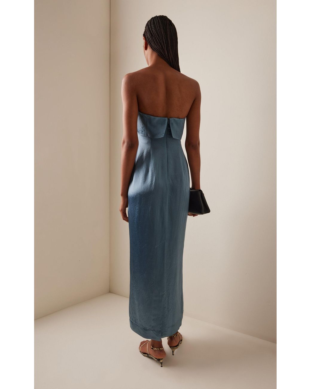 Bondi Born Kobe Strapless Crinkled-Satin Maxi Dress in Blue | Lyst Canada Bondi Born Kobe Strapless Crinkled-Satin Maxi Dress in Blue | Lyst Canada