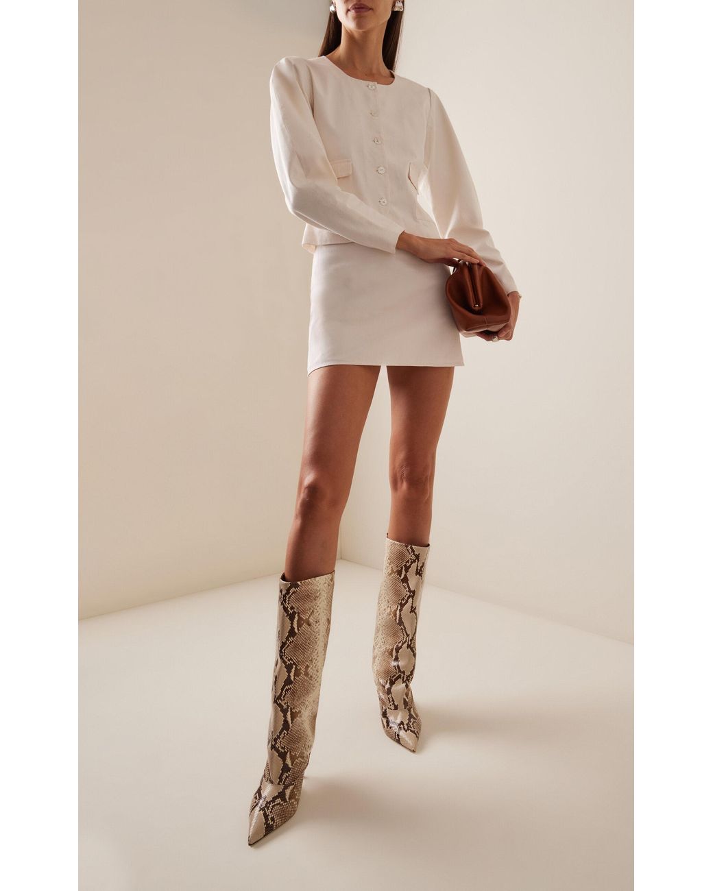 【Paris Texas】 Snake-effectレザーニーハイブーツ PARIS TEXAS Anja snake-effect leather knee boots | NET-A-PORTER