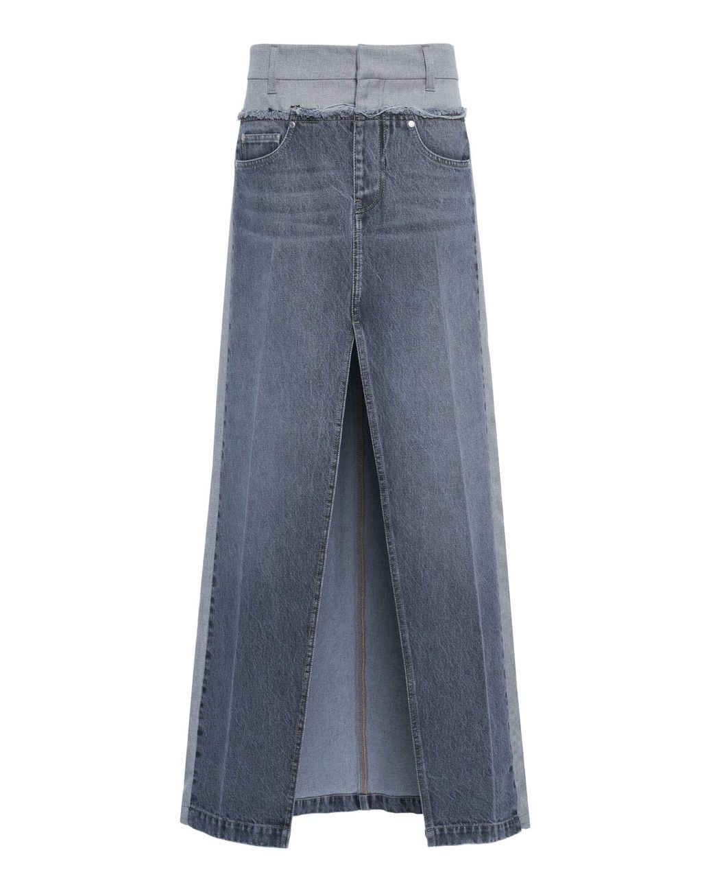 Stella McCartney Blue Trouser-Waist Denim Maxi Skirt