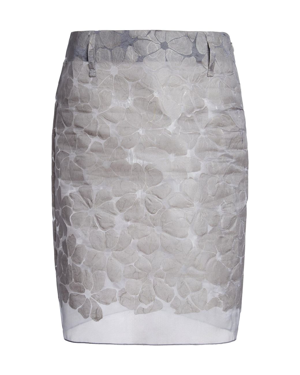 Marni Gray Floral Belted Midi Skirt