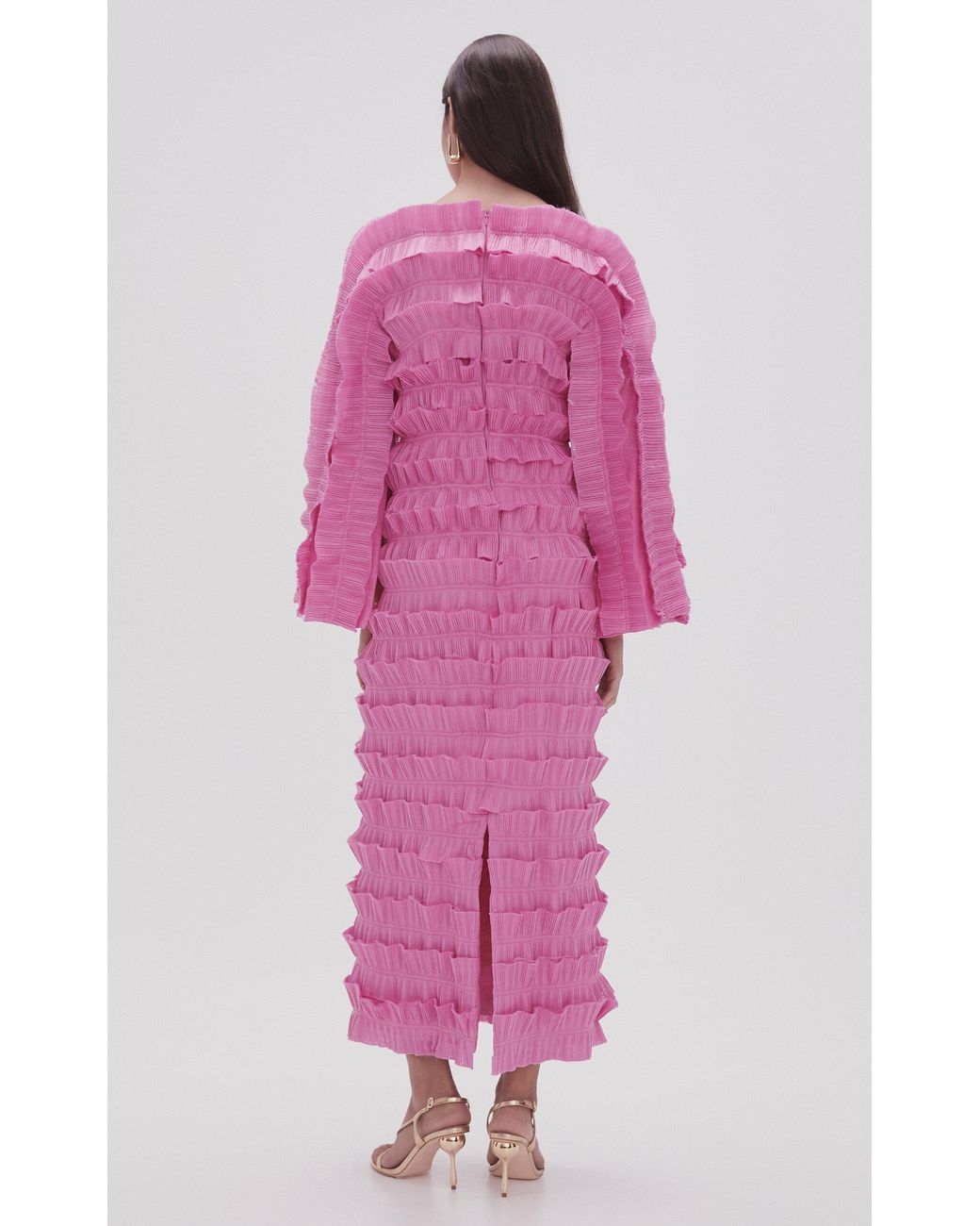 Aje. Palladium Ruffled Midi Dress in Pink | Lyst