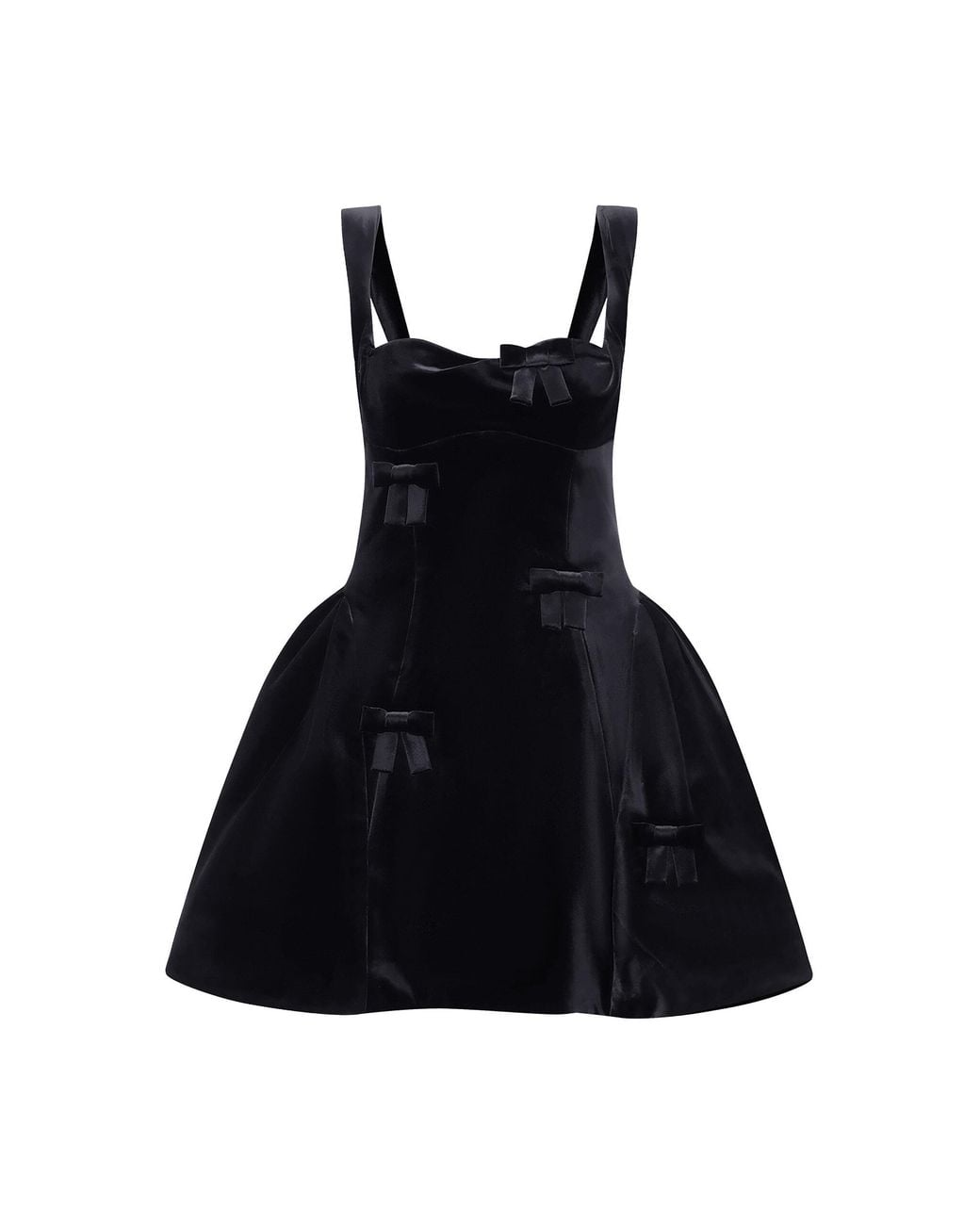 LEO LIN Black Ariel Bow Velvet Mini Dress