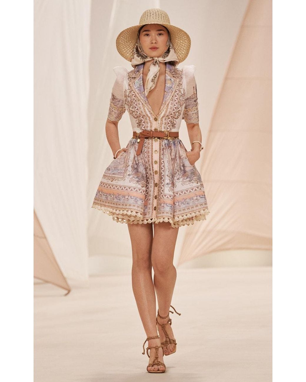 Zimmermann High Tide Linen-silk Belted Mini Dress | Lyst