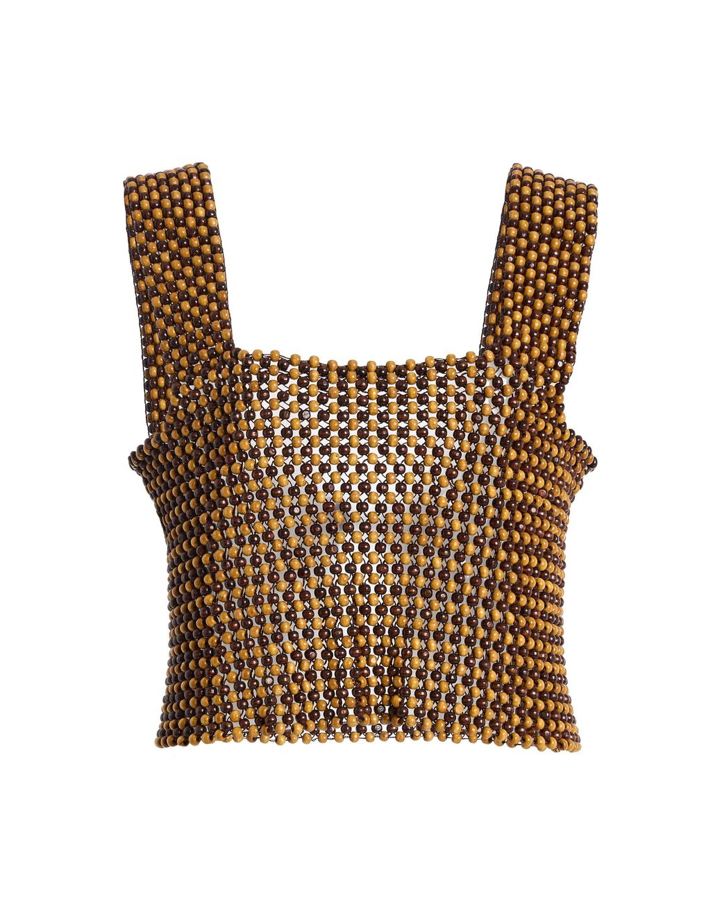 Cordera Brown Exclusive La Isla Wood-Beaded Top