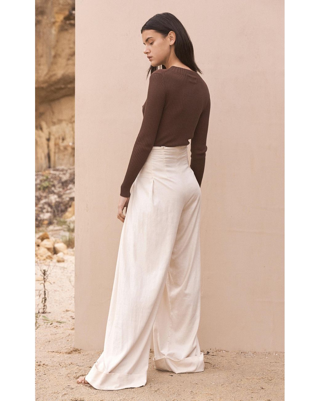 St. Agni Lise Linen-blend Wide-leg Pants in White | Lyst