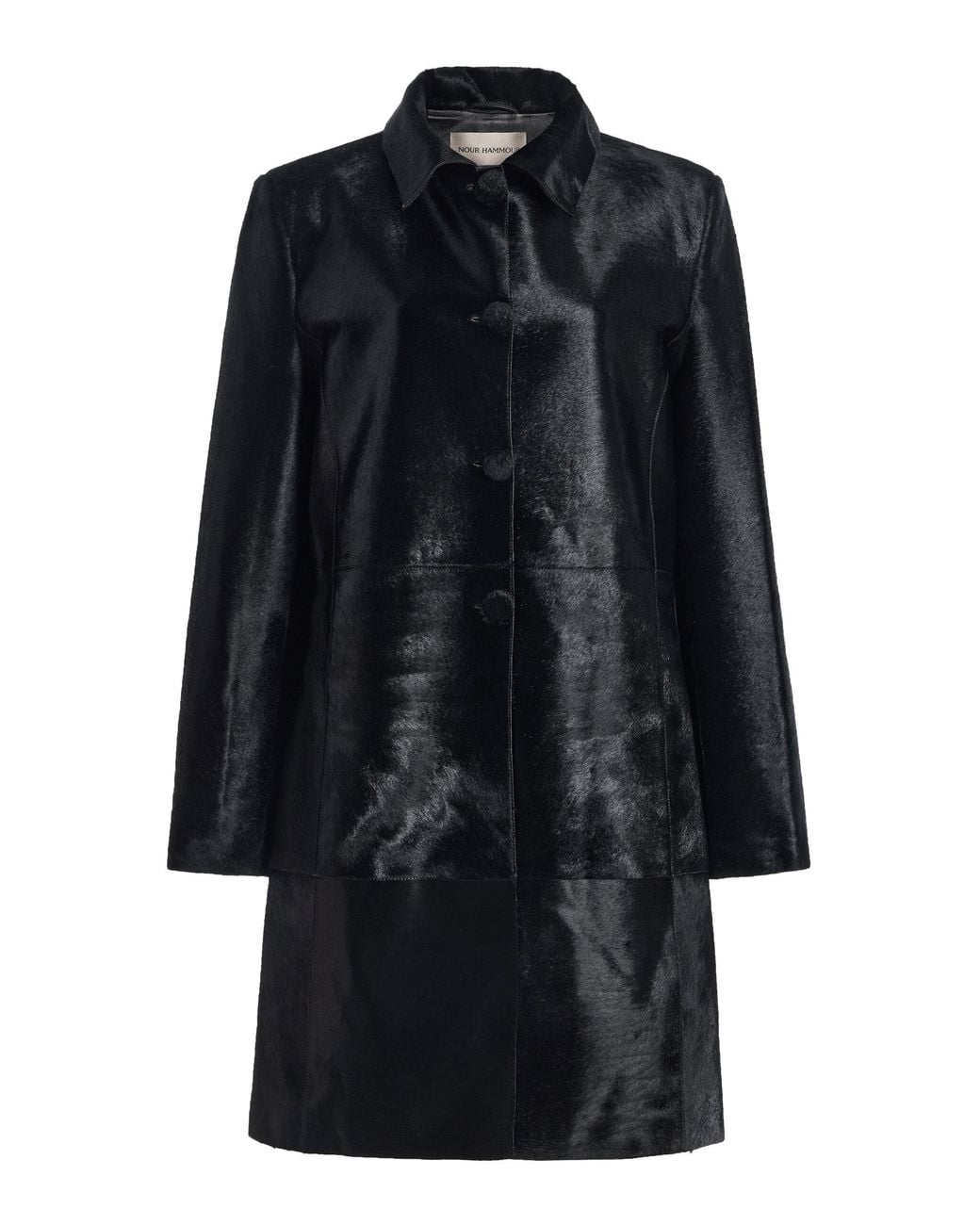 Nour Hammour Black Stella Pony Hair Coat