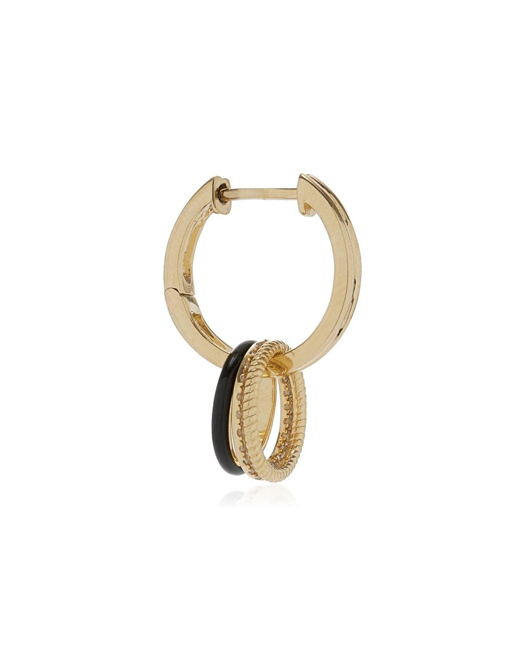 Yvonne Léon White Double Creole 9k Yellow Gold Diamond Bouy Single Earring