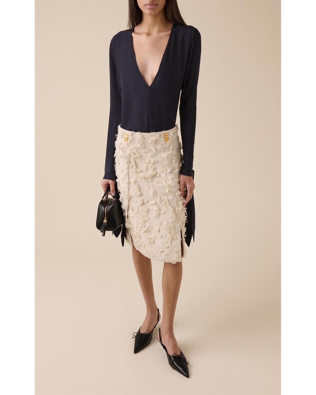 Givenchy Black Bow-Cuff Silk Top