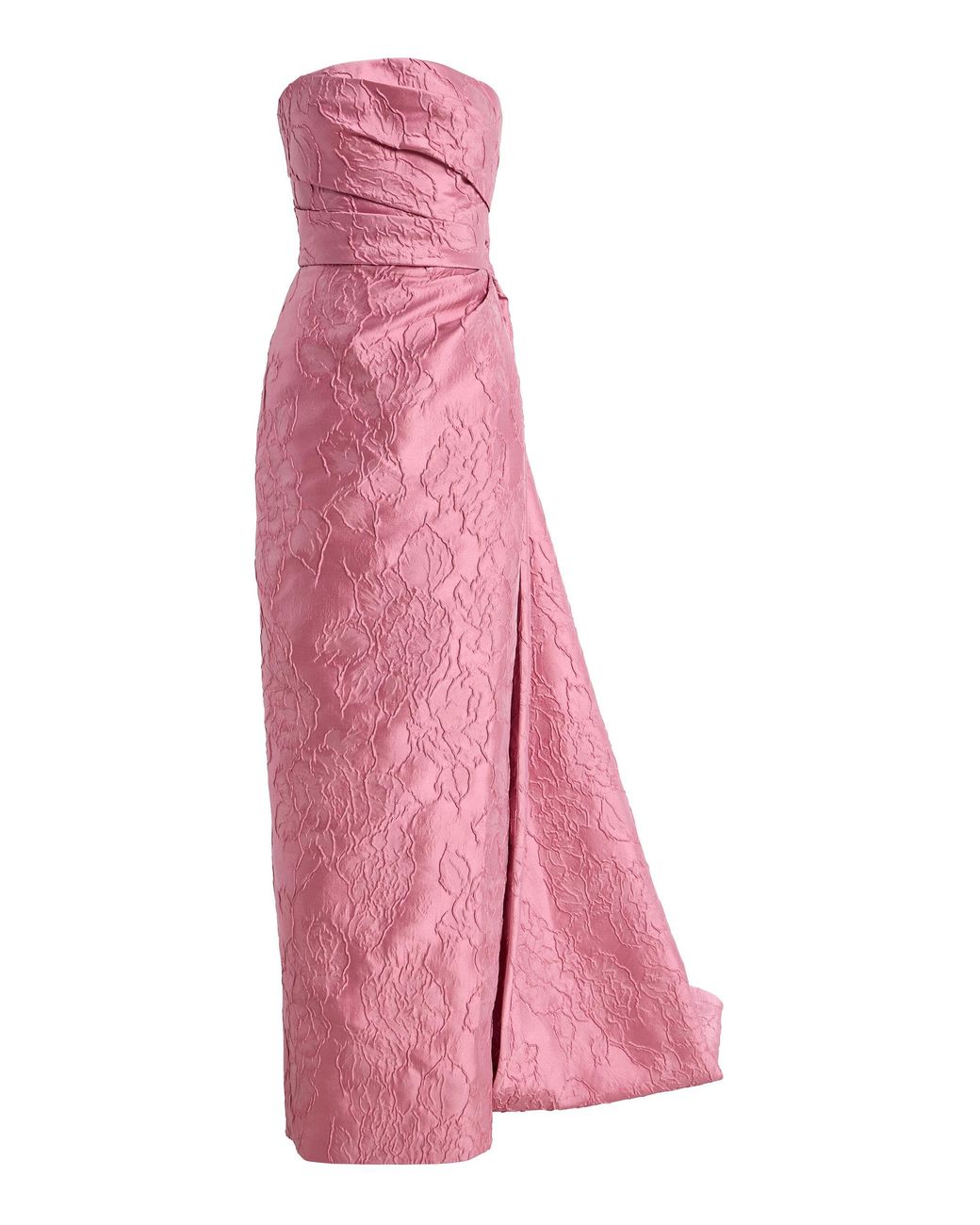 Monique Lhuillier Pink Draped Cotton-Blend Jacquard Gown