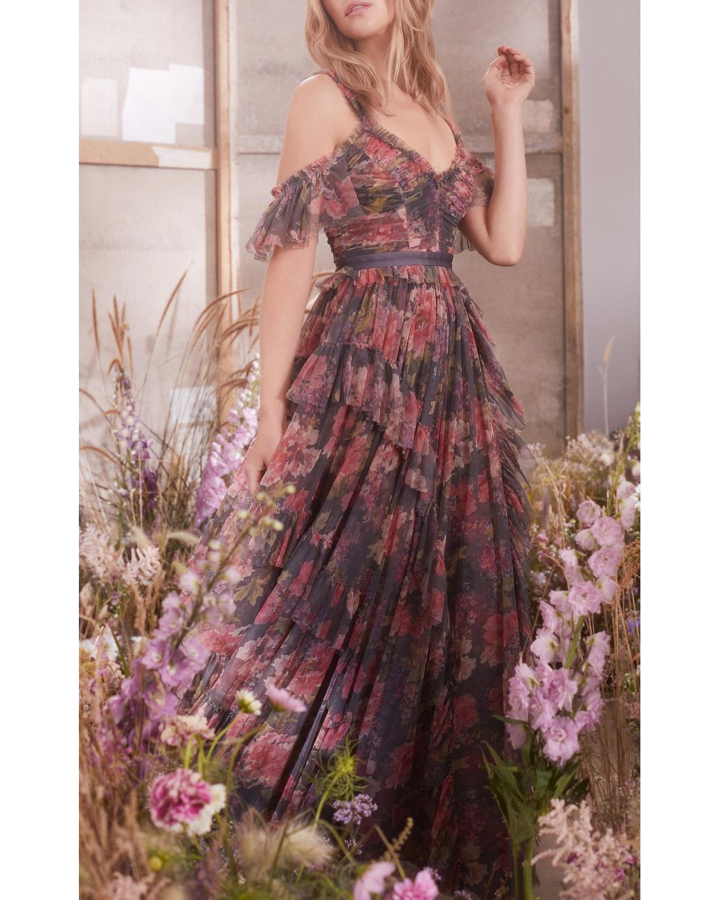 Needle and thread top venetian rose tulle gown