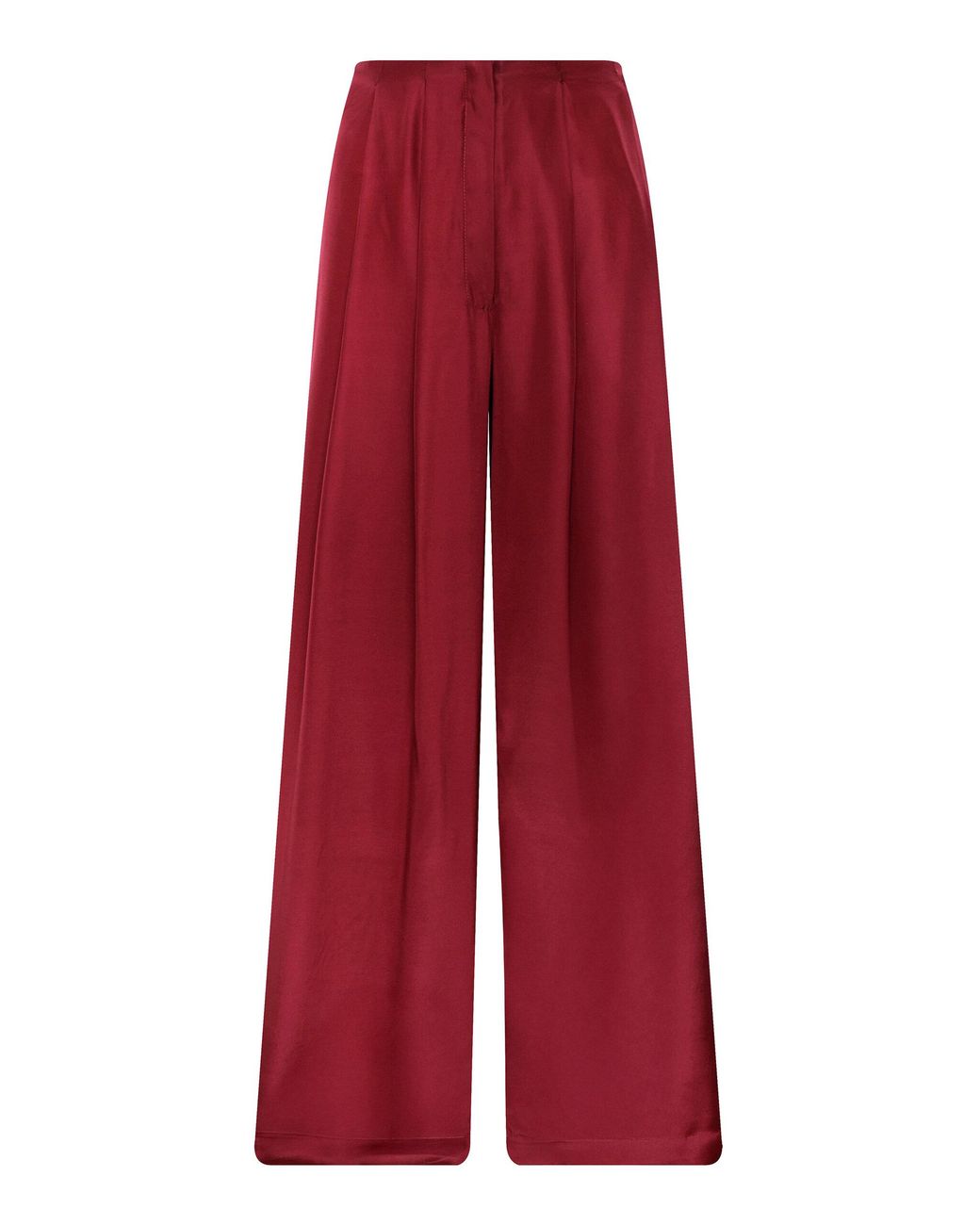 ANDRES OTALORA Red Origen Mid-Rise Silk Wide-Leg Pants