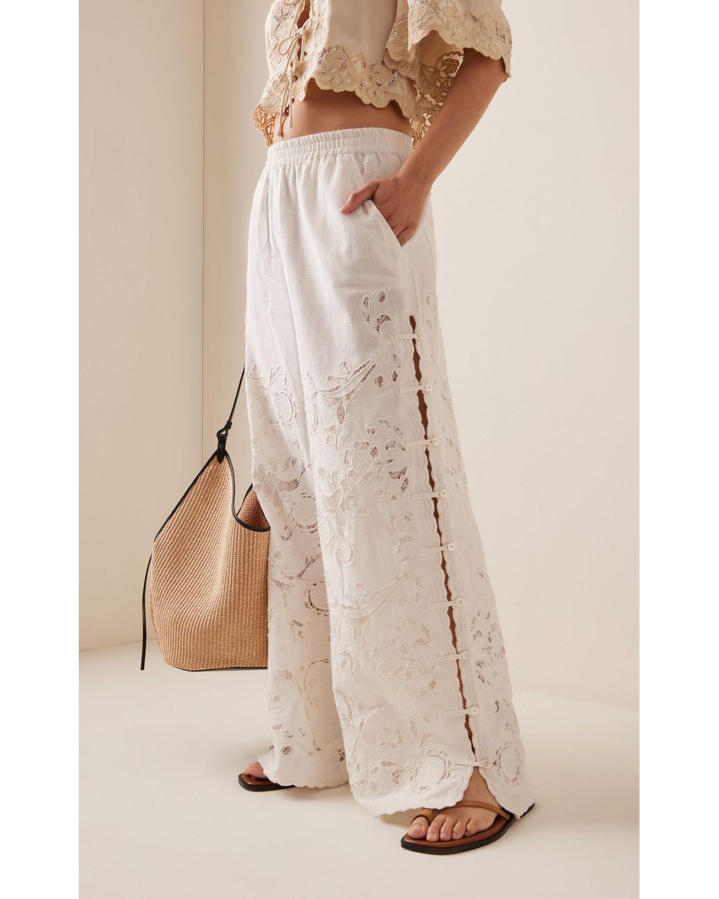 Barbados White Lace Pattern Pant