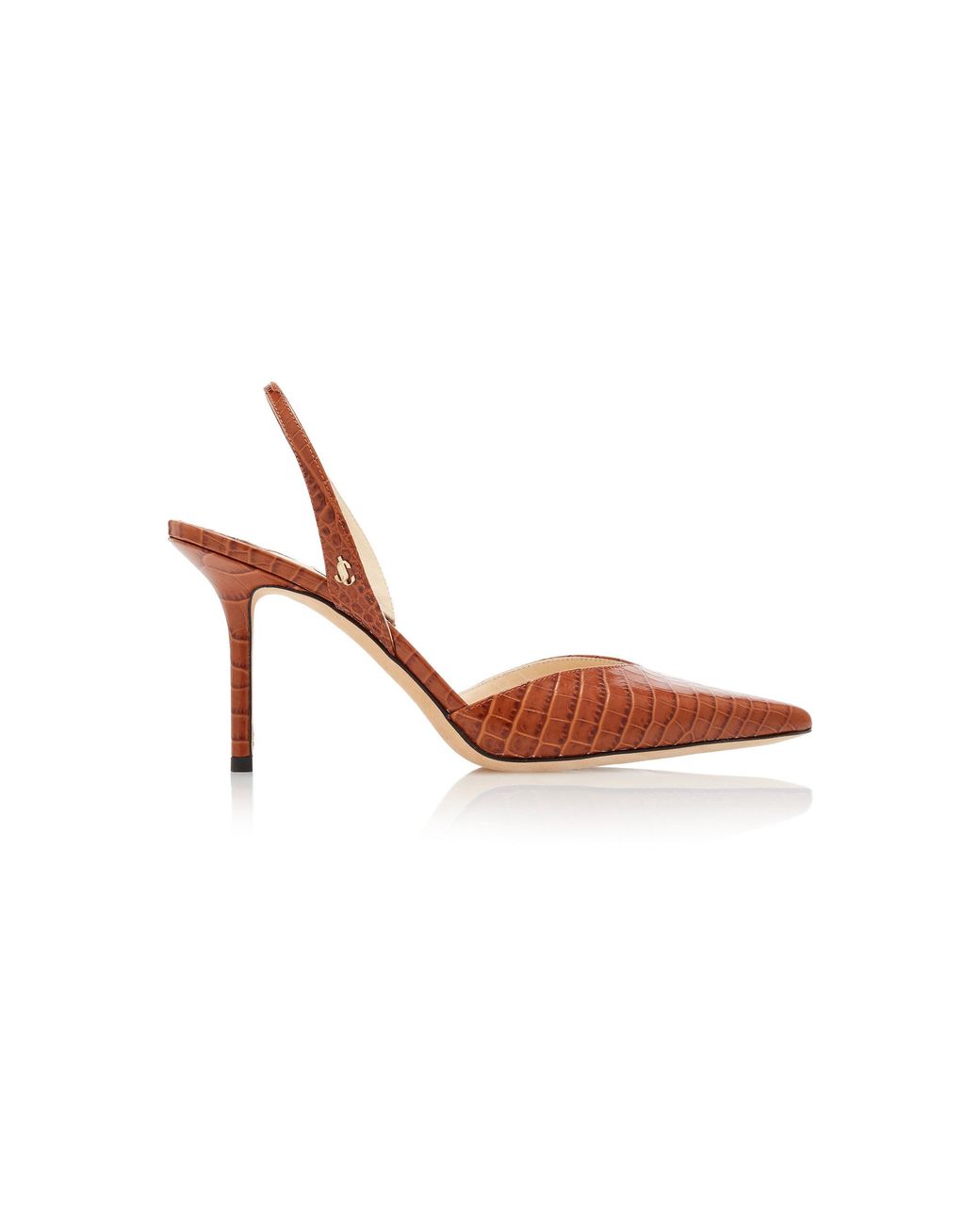 Jimmy Choo Thandi Croc-embossed Leather Slingback Pumps in Brown | Lyst