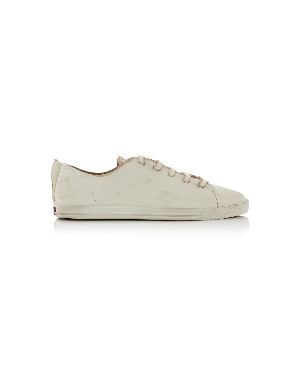 Prada White Antiqued Leather Sneakers